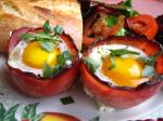92. Baked Eggs and Mushrooms in Ham Cups p.634